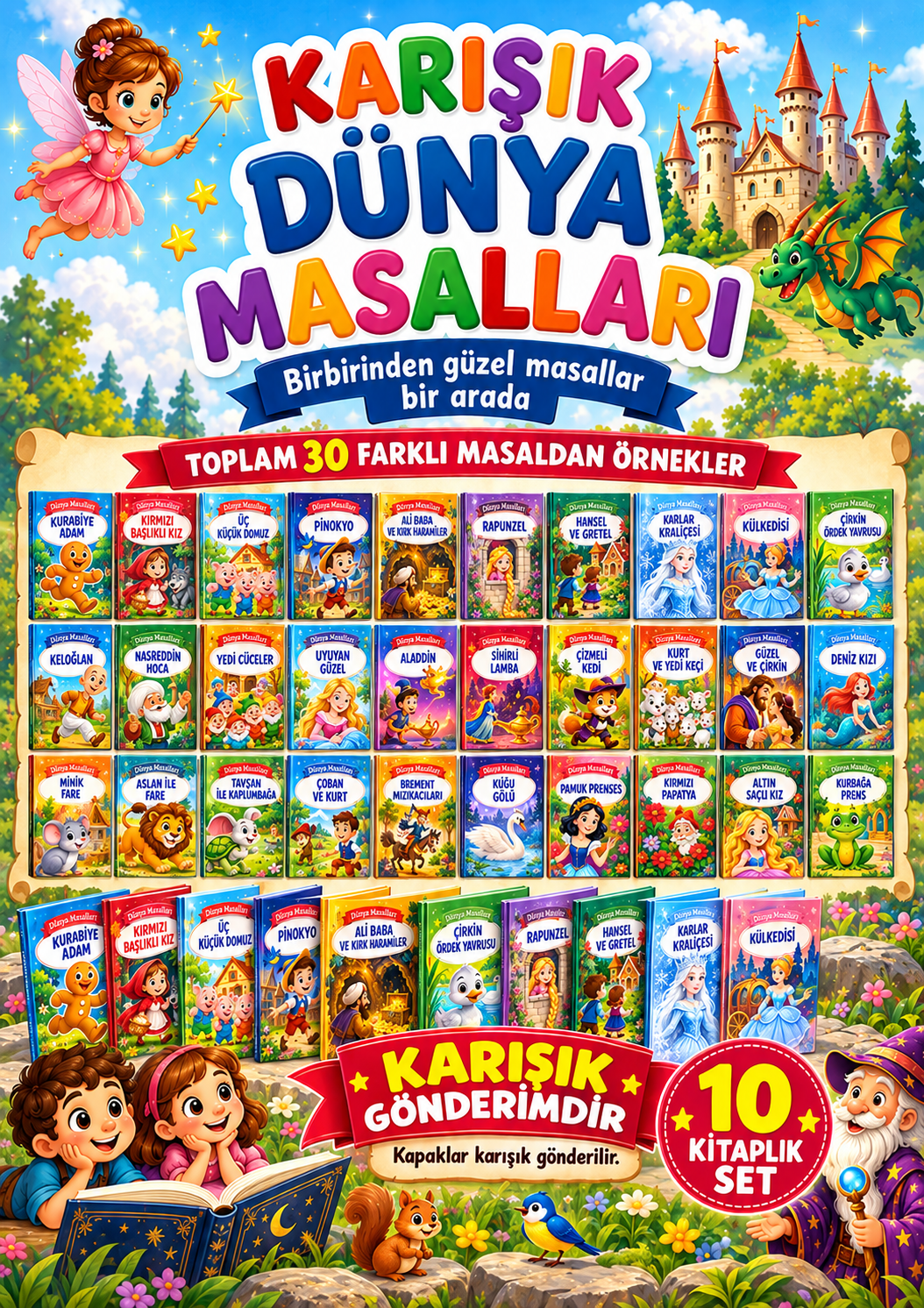 Mini Dünya Masalları - Okumayı Sevdiren Renkli Dünya Masalları Kitabı 10 Kitap